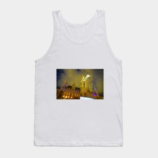 Gothic effect, double image and zoom blur effect creating erie impressionist image of towm hall or Rathaus in Vienna., Austria. Tank Top